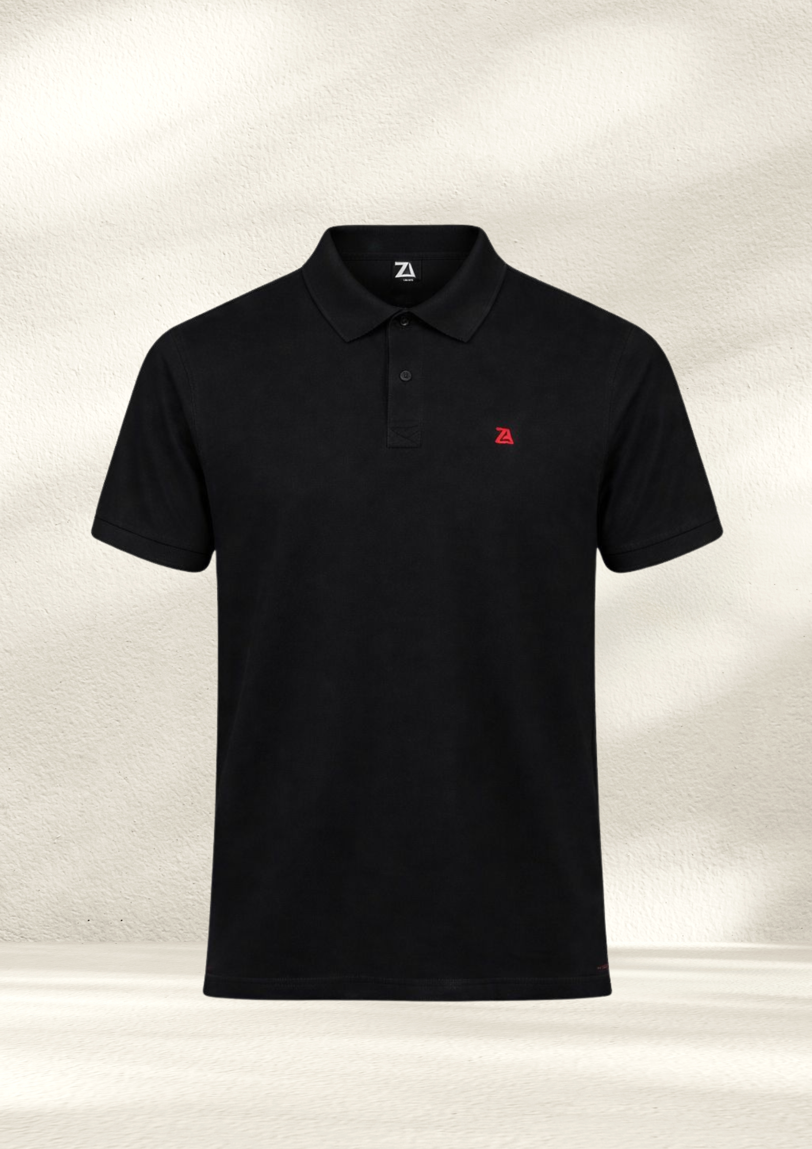 Black polo shirt with logo